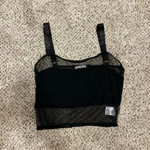 superdown Black Mesh Crop Top